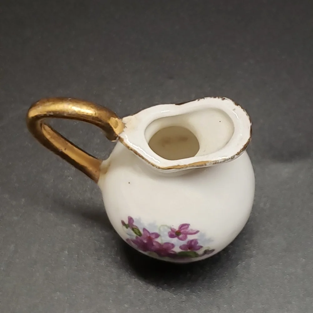 2 Vintage Mini Hand Painted Flower Creamer Vases, Made in Japan & Bone China